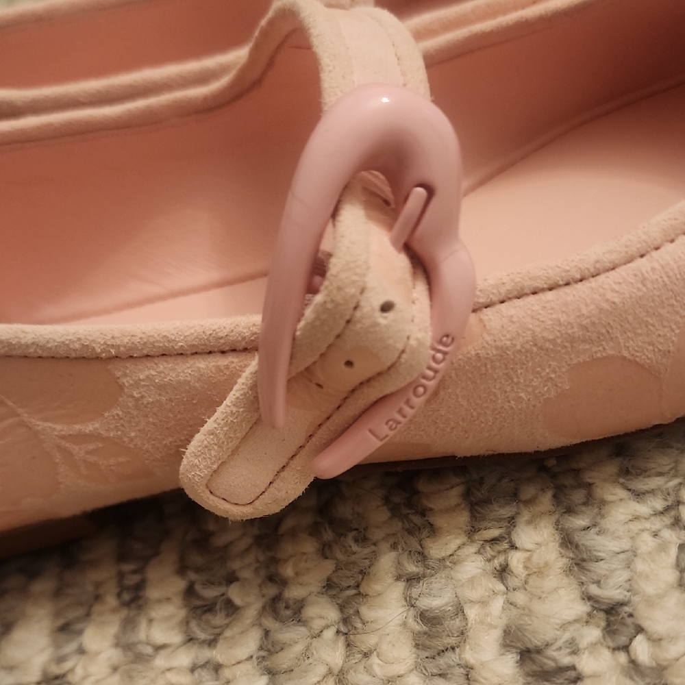 LARROUDE Verona Ballet Flat In Tulip Sakura Printed Suede Size 8 $350 - Picture 2 of 5